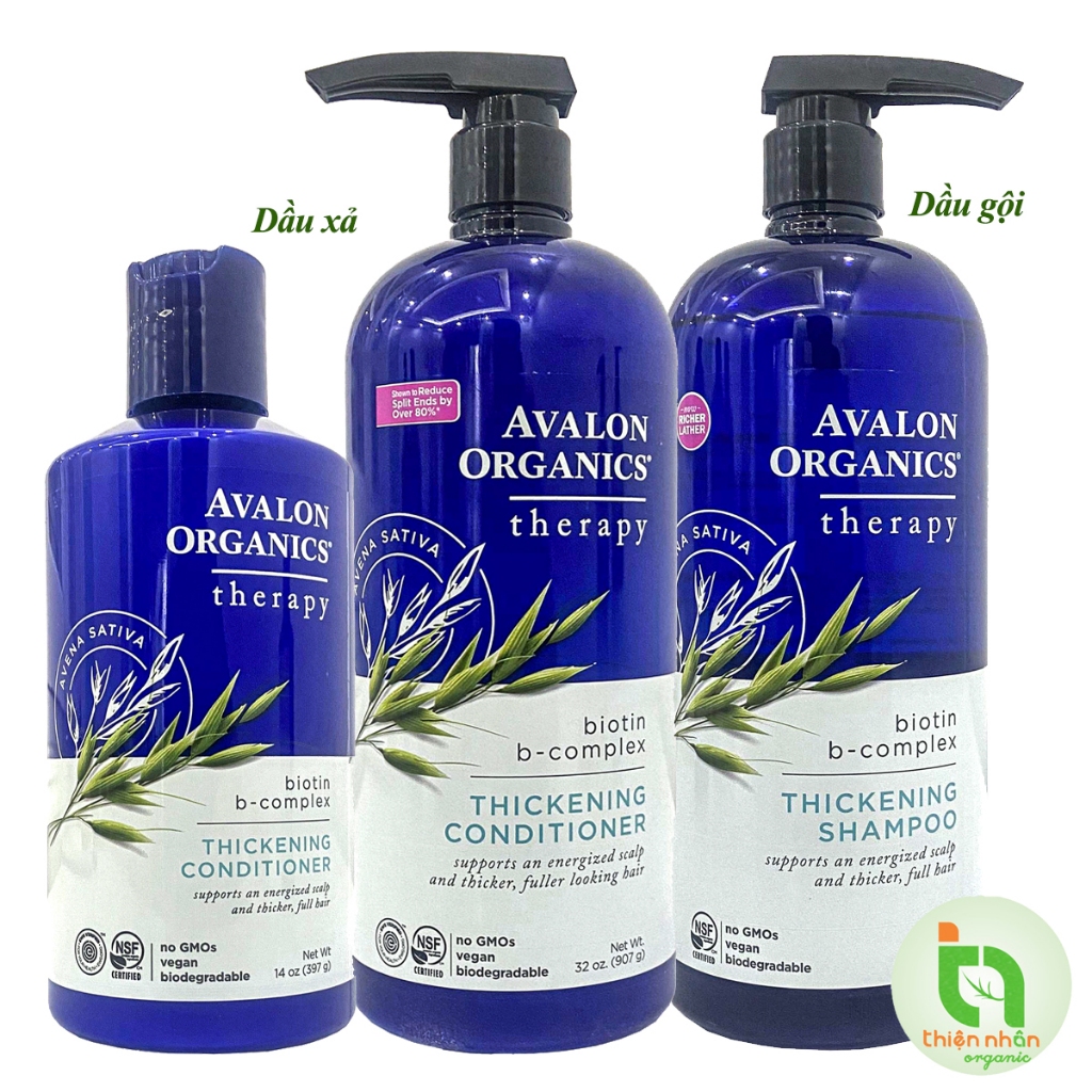 Dầu gội Dầu xả hữu cơ Avalon Organics bổ sung Biotin dành cho tóc mỏng, dễ gãy rụng