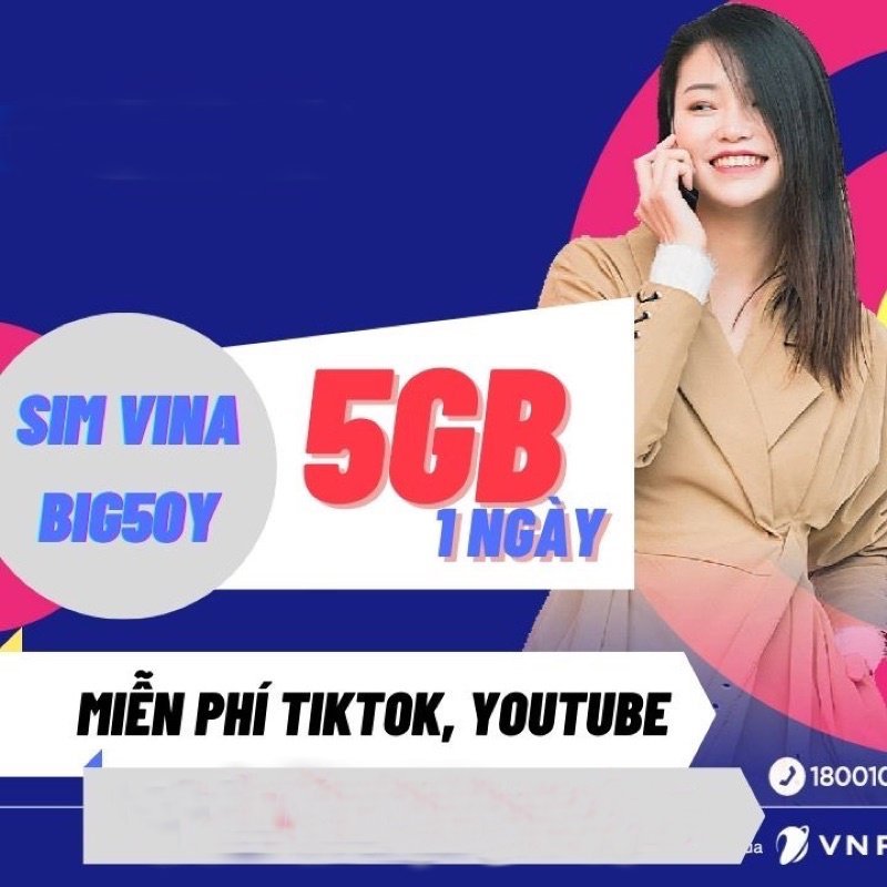 Sim Vinaphone 4G Big50y Tặng 5gb 1 ngày miễn phí 3 tháng dung lượng data khủng hết 3 tháng gia hạn chỉ 50k 1 Tháng