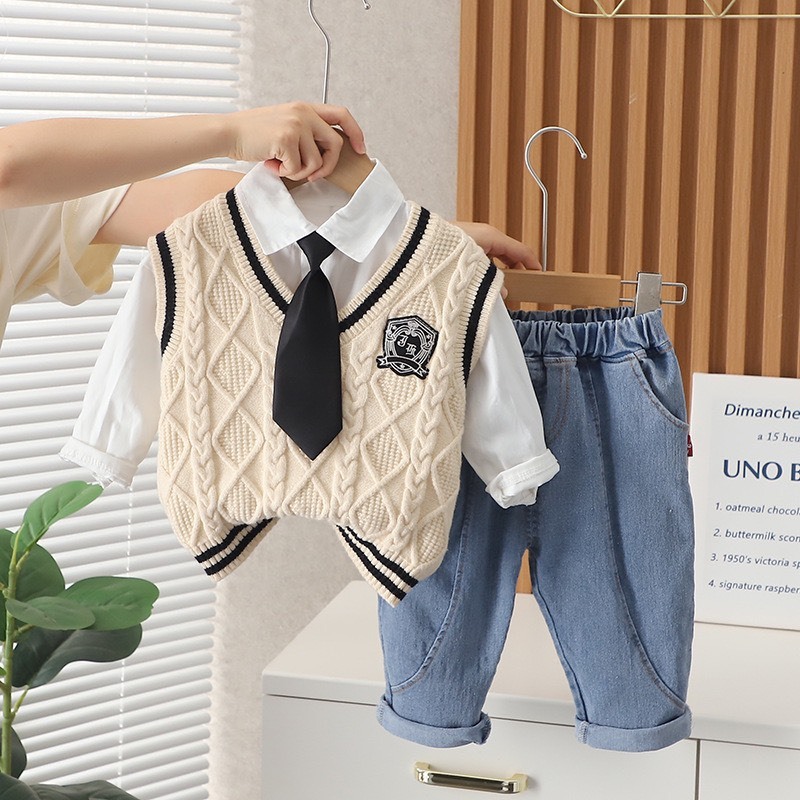Set gile len phong cách Hàn Quốc cho bé trai - 4 chi tiết - ShubimKids
