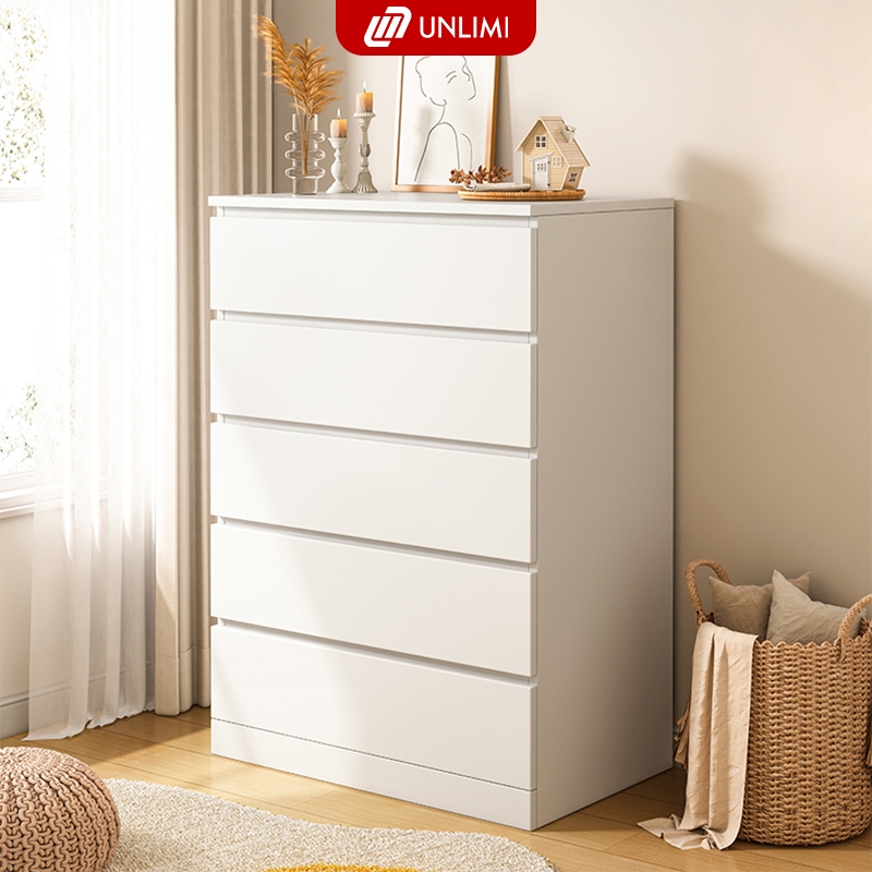 Tủ đựng đồ đa năng có ngăn kéo màu full trắng decor phòng đẹp UNLIMI - GP284