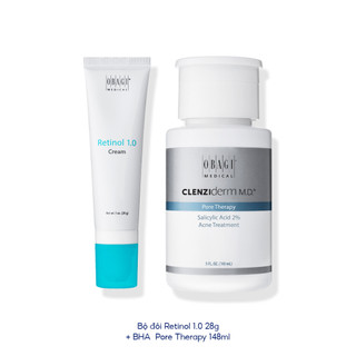 Bộ đôi kem dưỡng obagi 360 retinol 1.0 28g & bha obagi clenziderm pore therapy 148ml - giảm nhăn, ngừa mụn