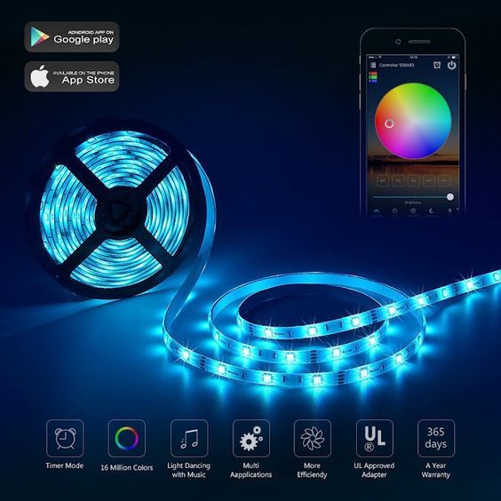Bộ Led RGB 16 triệu màu chip led siêu sáng 5050 bọc silicon chống nước Đèn Tiktok 7 màu kết nối qua bluetooth
