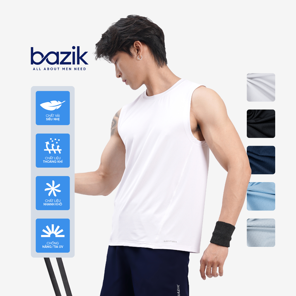 Áo ba lỗ thể thao BAZIK Tank Top LightMax Training thoáng khí co giãn tốt, vận động thỏai mái thấm hút nhanh khô