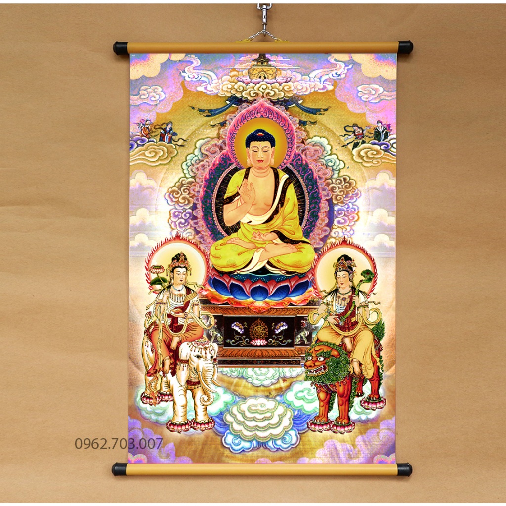 Tranh Tam Thánh 40x60cm bằng vải phủ bóng cao cấp, dày dặn