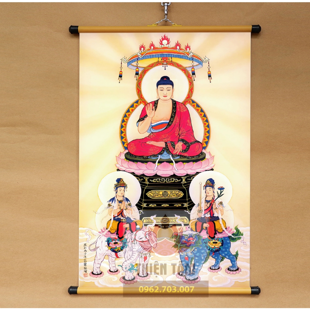 Tranh Tam Thánh 40x60cm bằng vải phủ bóng cao cấp, dày dặn