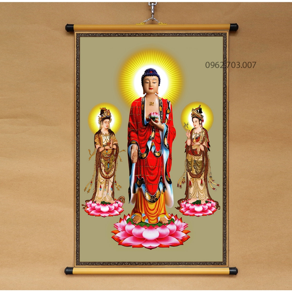 Tranh Tam Thánh 40x60cm bằng vải phủ bóng cao cấp, dày dặn