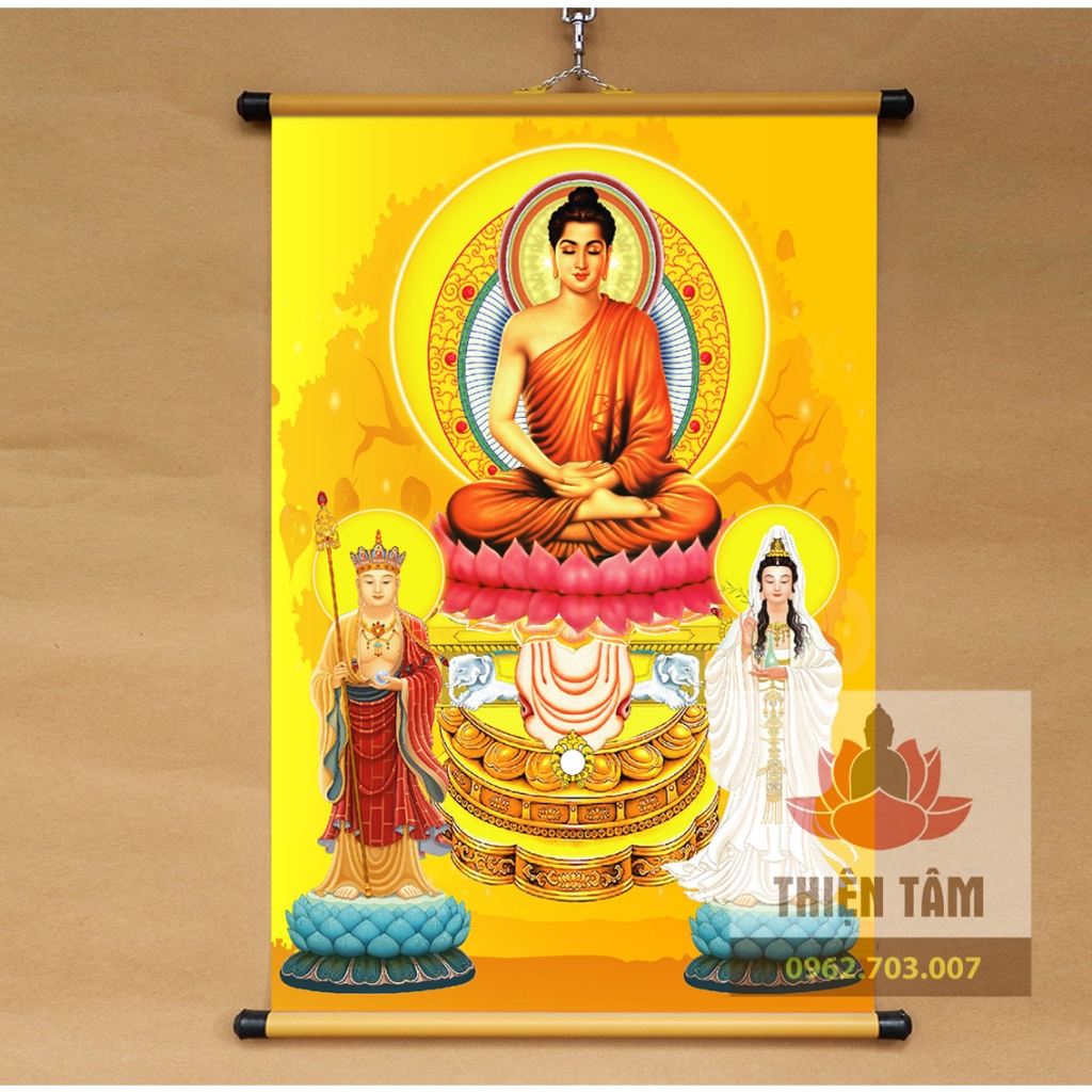 Tranh Tam Thánh 40x60cm bằng vải phủ bóng cao cấp, dày dặn