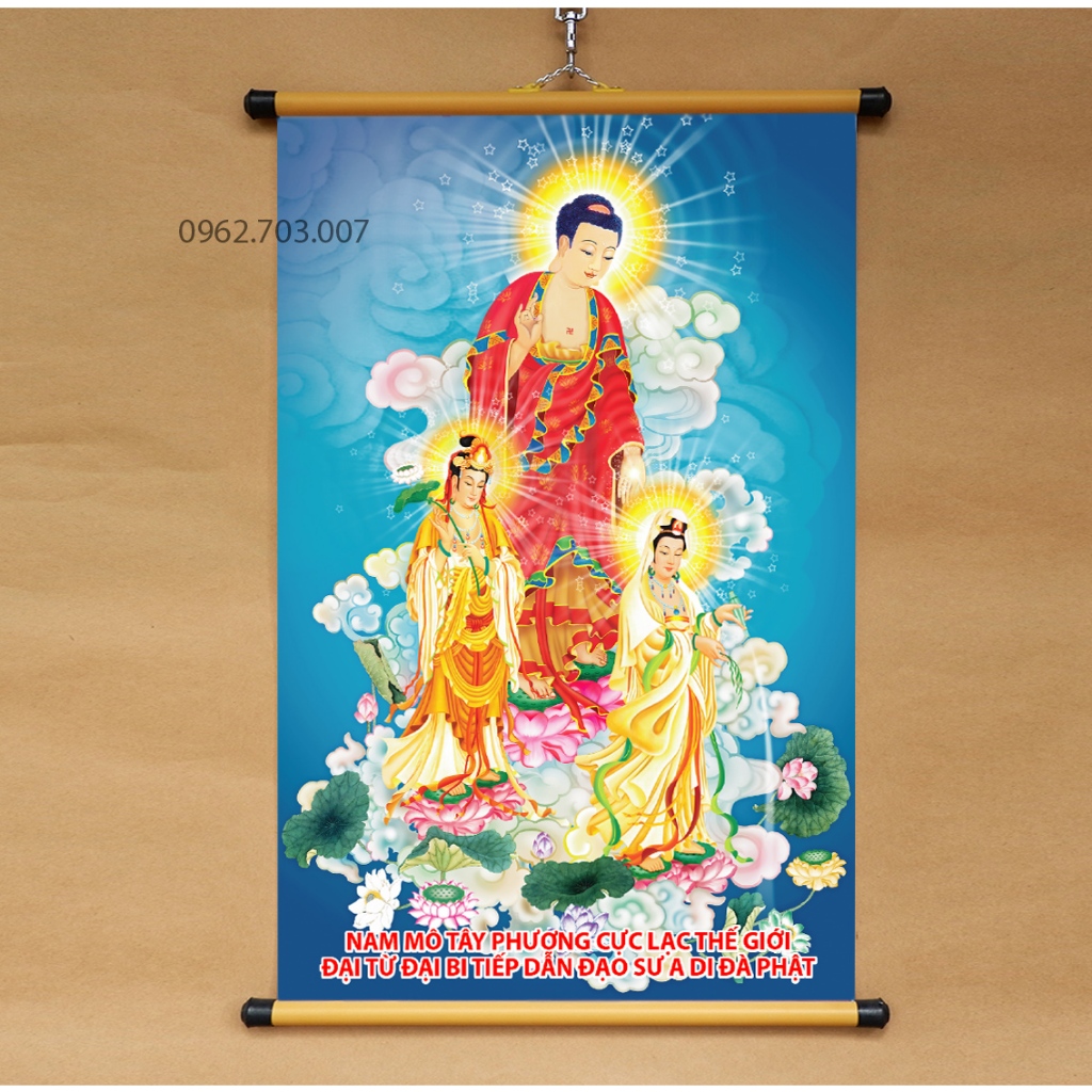 Tranh Tam Thánh 40x60cm bằng vải phủ bóng cao cấp, dày dặn