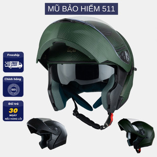 Mũ bảo hiểm fullface ROYAL M179 CACBON LẬT HÀM - 2 Kính.