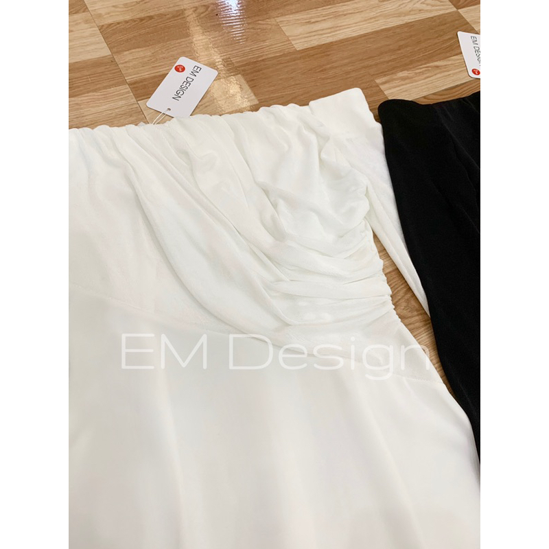 Đầm trễ vai dài tay thiết kế chất liệu umi silk co dãn mềm nhẹ thanh lịch sang chảnh