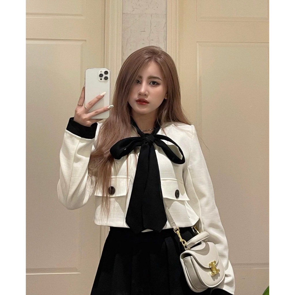 Set Đồ Nữ, Set Áo Thắt Nơ Mix Chân Váy Tenis Chất Tuyết Nhung Sang Chảnh 2 Màu Hàng Loại 1
