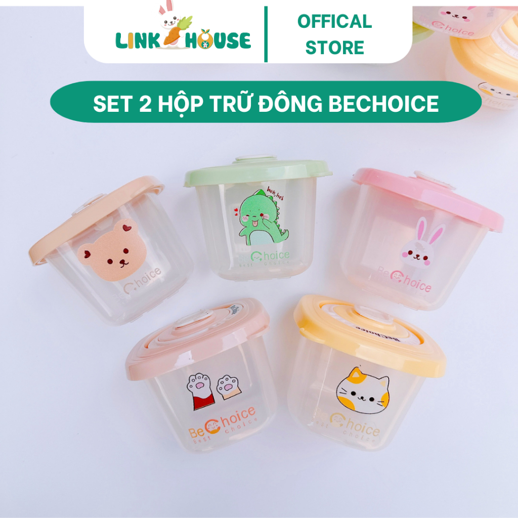 Hộp Trữ Đông Đồ Ăn Dặm Cho Bé Bebechoice Có Điều Chỉnh Ngày Nắp Hộp Tiện Lợi, Set 2 Hộp Trữ Đông Hấp Bánh