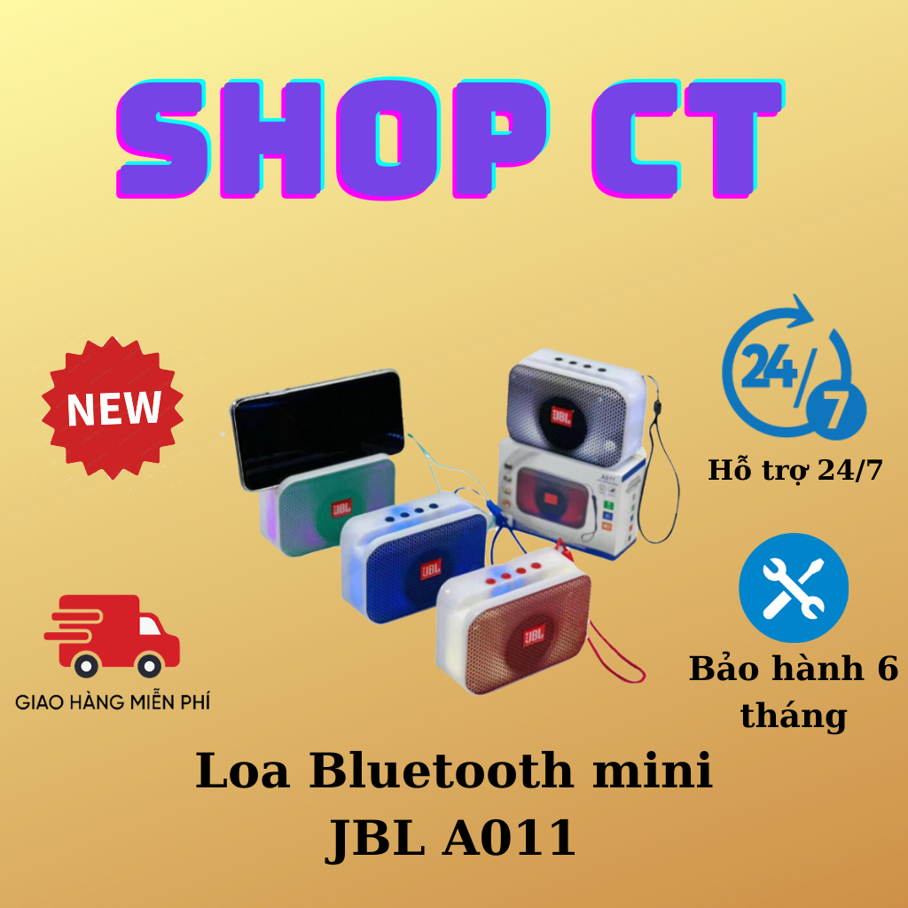 Loa bluetooth mini JBL A011 cao cấp,loa không dây nghe hát karaoke đèn led theo nhạc âm bass chuẩn chất