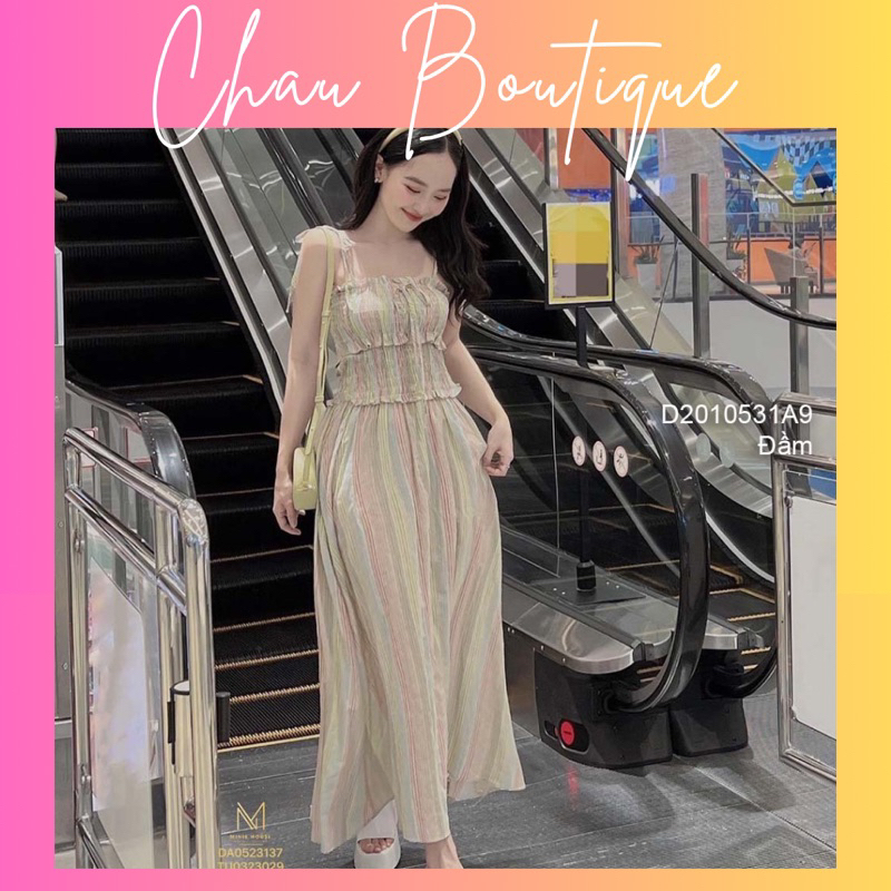 Đầm kẻ sọc 2 dây dáng xoè nhún ngực! chausstore