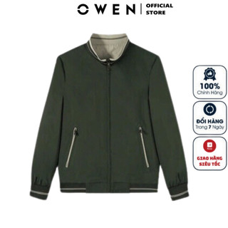 Áo khoác nam Owen JK231620 jacket màu dark moss họa tiết vải polyester cao cấp dáng suông bo cổ tay và gấu