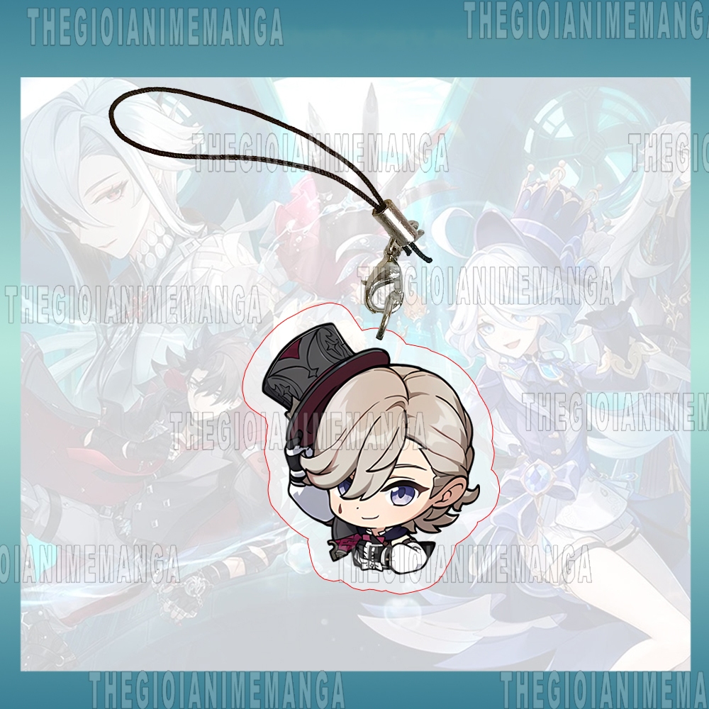 Móc dây treo điện thoại GENSHIN IMPACT ver FONTAINE Lyney Lynette Focalors in hình game anime mica acrylic móc khóa