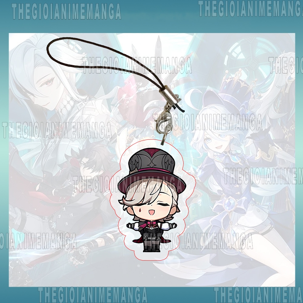 Móc dây treo điện thoại GENSHIN IMPACT ver FONTAINE Lyney Lynette Focalors in hình game anime mica acrylic móc khóa