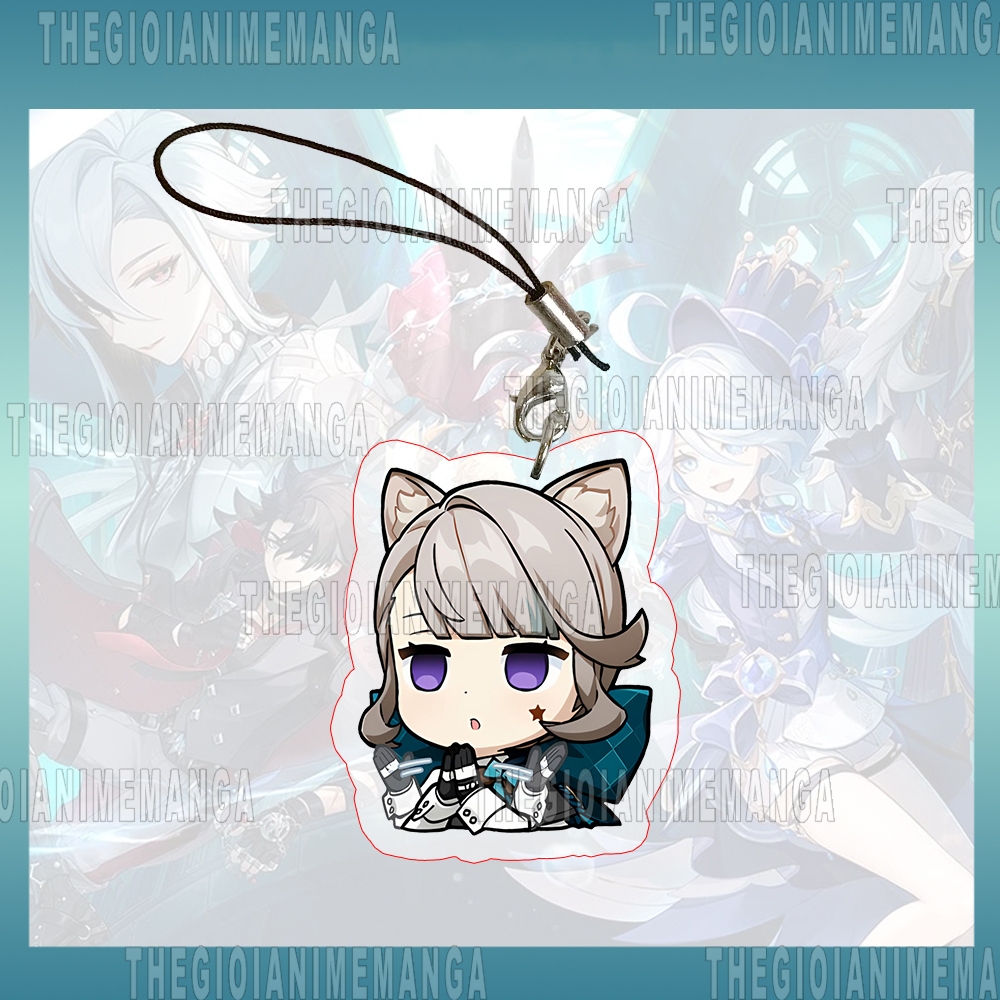 Móc dây treo điện thoại GENSHIN IMPACT ver FONTAINE Lyney Lynette Focalors in hình game anime mica acrylic móc khóa