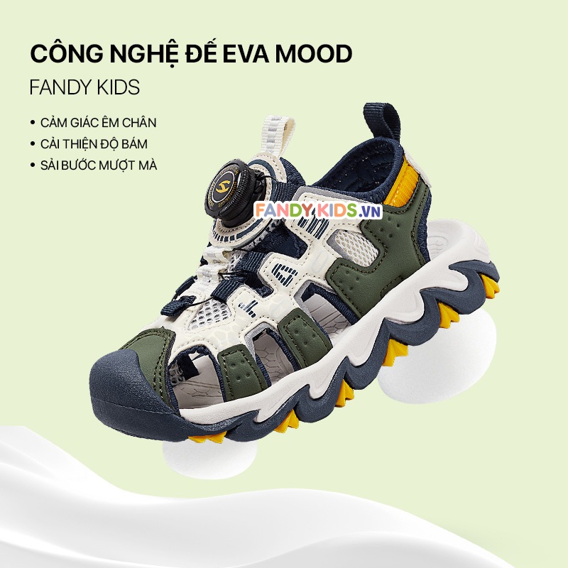 Giày Sandal trẻ em Fandy Kids Khóa vặn Eva Xanh Lục AU7880