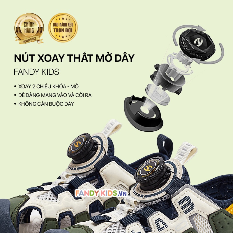 Giày Sandal trẻ em Fandy Kids Khóa vặn Eva Xanh Lục AU7880