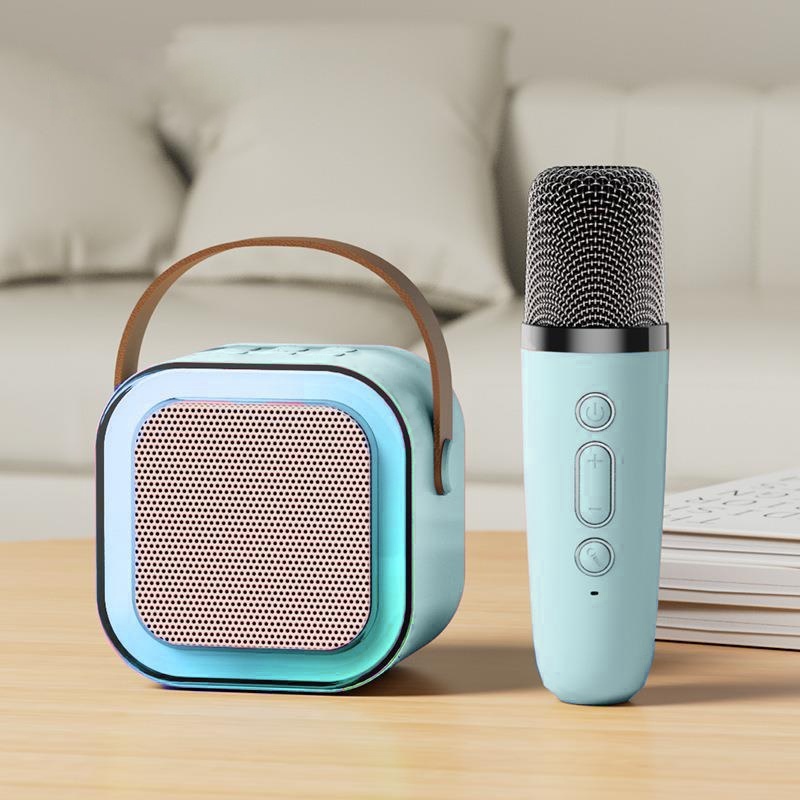 Loa Karaoke Mini K12 Kết Nối Bluetooth Kèm 2 Mic Không Dây Công Suất 10W - LOA