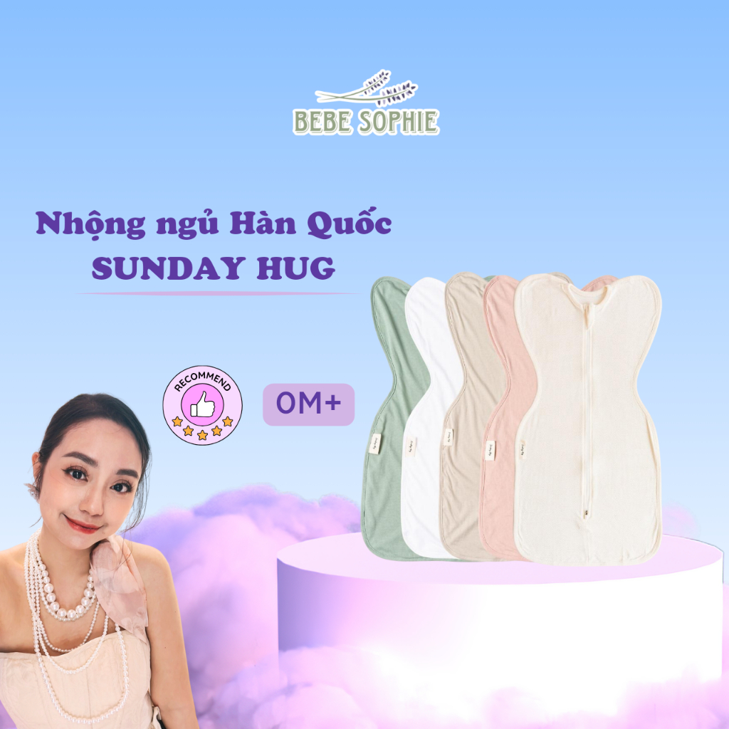 Chính hãng - Nhộng ngủ Sunday Hug Hàn quốc thoáng mát, siêu mềm mại giúp bé ngủ ngon, thiết kế khóa 2 chiều