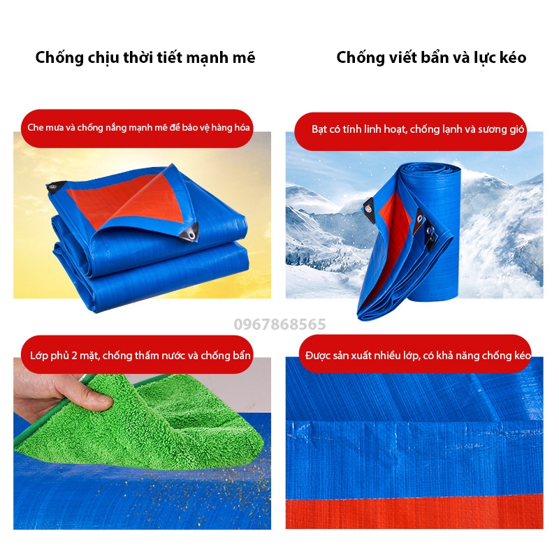 Bạt Xanh Vàng - Che Nắng Che Mưa Đa Dụng Đã Được May Viền Và Đóng Khuy