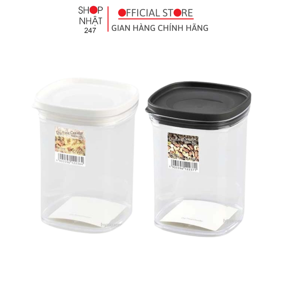 Hộp đựng thực phẩm khô Canister 520ml nắp ( trắng , đen ) nội địa Nhật Bản - Kokubo