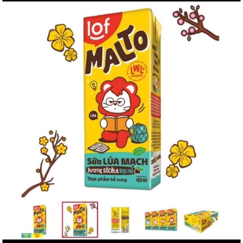 THÙNG 48 hộp sữa lúa mạch Malto bạc hà 180ml( không kèm quà khuyến mại)