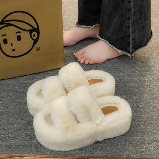 Dép lông đế cao 7cm lông mềm mượt dép bông nữ thời trang thu đông đế cao su sang trọng mới nhất 2024 Kichi Shoes mã L3