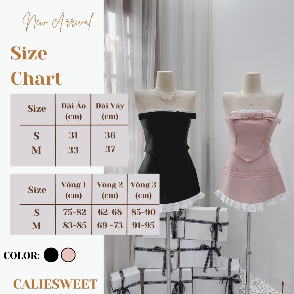 Set tafta kèm chân váy ngắn Caliesweet set áo cup ngực kèm chân váy chữ A chất tafta phong cách thiết kế CMS0040S