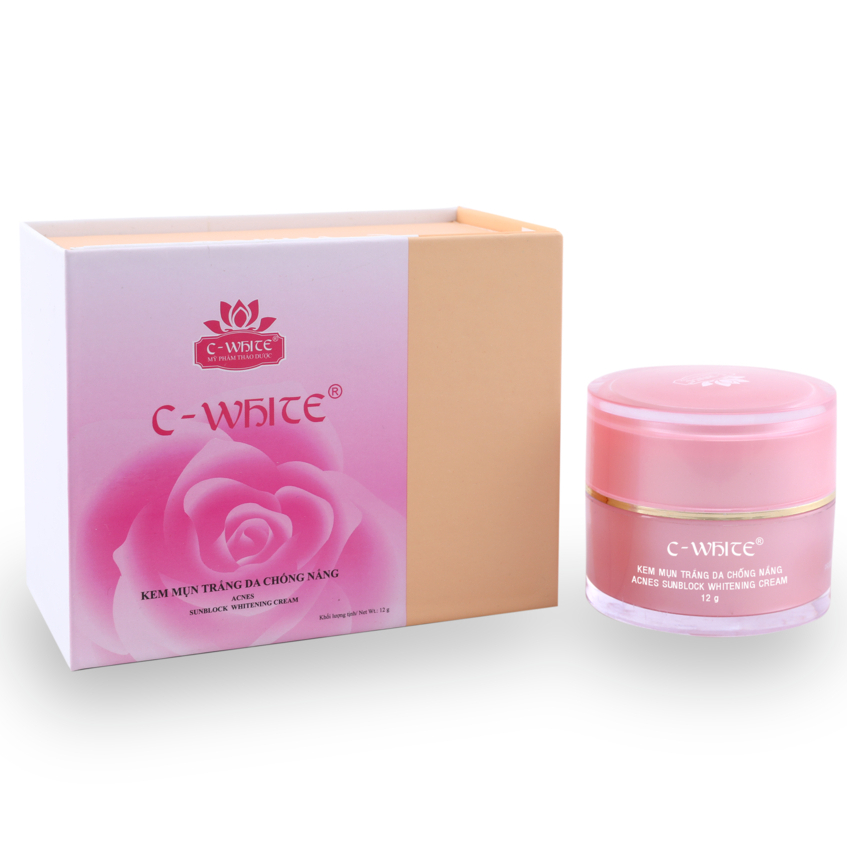 (Hàng giảm giá) C- White kem mụn trắng da chống nắng 12g
