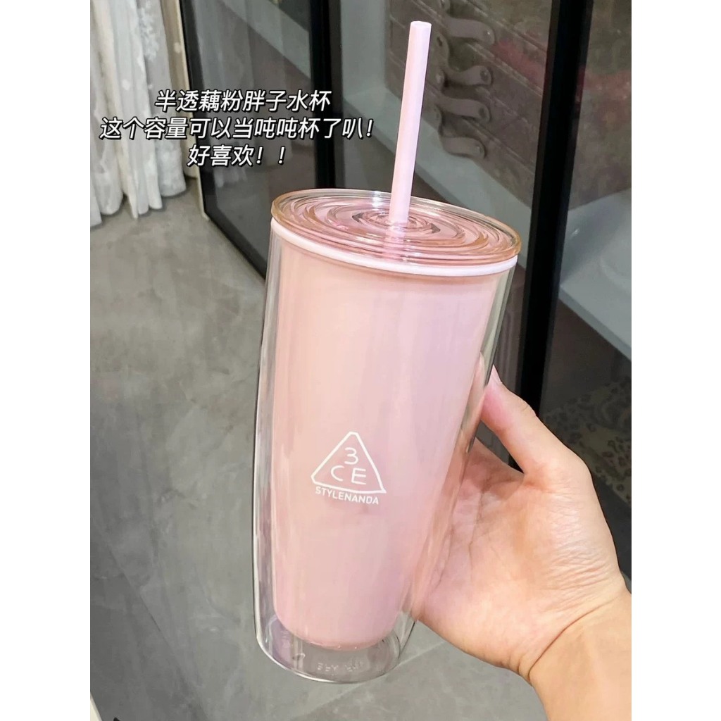Bình giữ nhiệt cute nắp kín 3CE Style Nanda 720ml, ly giữ nhiệt cao cấp kèm ống hút Lebenang
