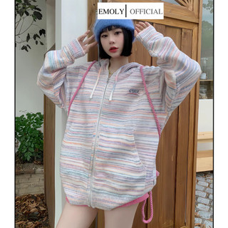  Áo khoác len nữ dáng rộng, áo khoác nữ chống nắng mùa hè, cardigan dáng dài có mũ, Hoodie nữ có khóa kéo - 189
