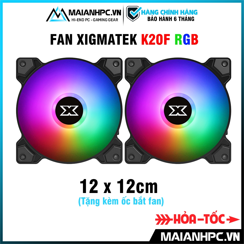 Fan led Xigmatek K20F/RGB Fixed 12cm(Tặng kèm ốc bắt fan) gắn trực tiếp không cần hub