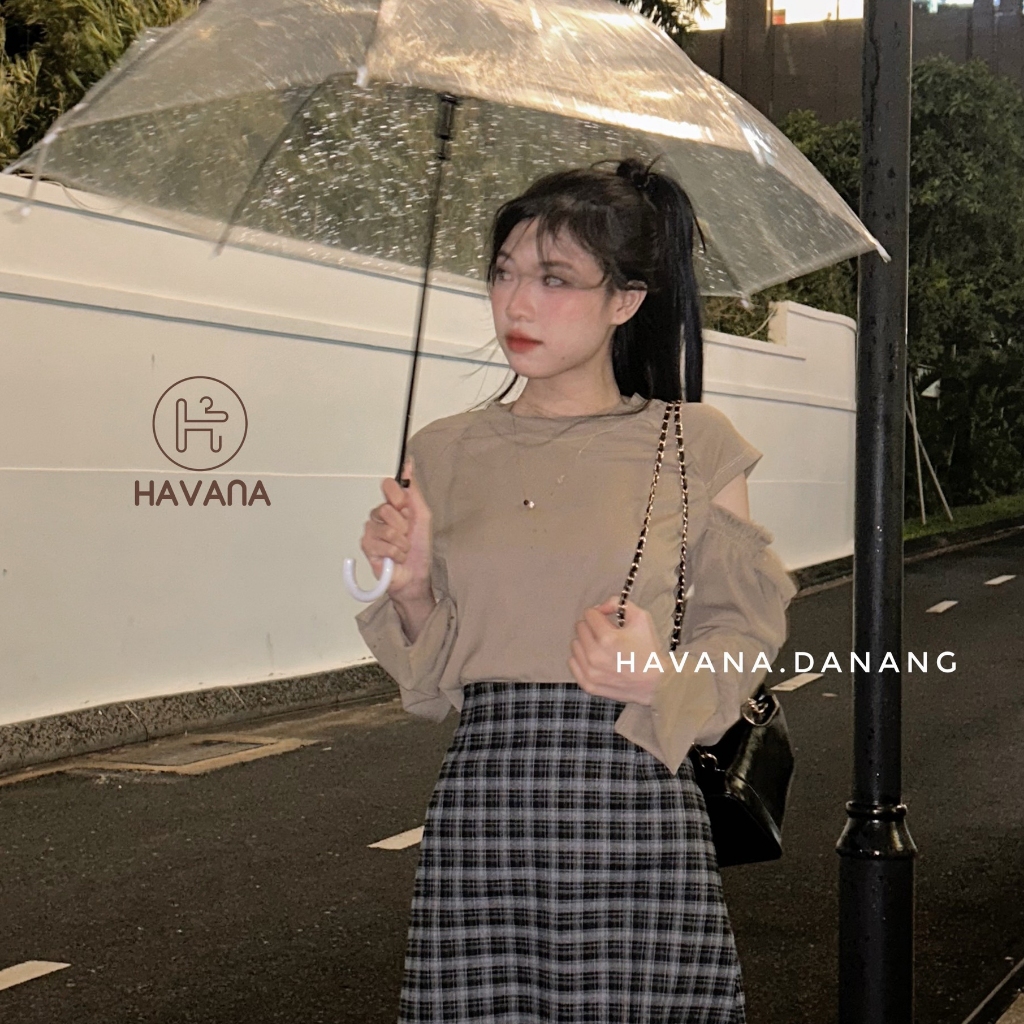 Áo thun tăm cutout phối nơ vai xinh xắn HAVANA BE173