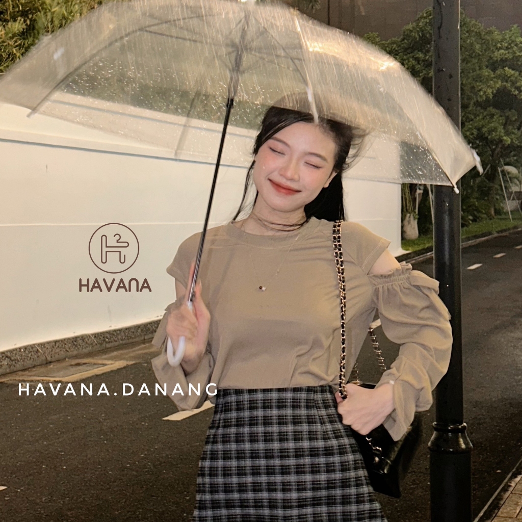 Áo thun tăm cutout phối nơ vai xinh xắn HAVANA BE173