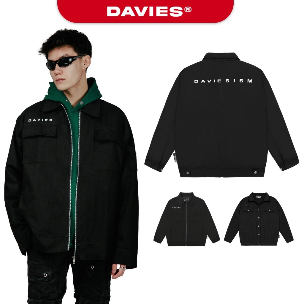 Áo khoác kaki nam nữ form rộng màu đen Daviesism Classic local brand Davies