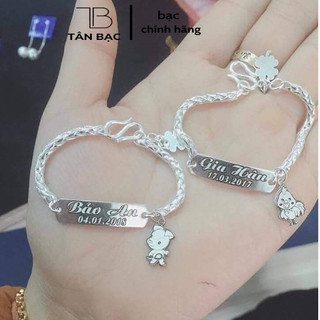 Lắc tay trẻ em , miễn phí khắc tên , hàng dày dặn , sáng đẹp - TÂN BẠC STORE