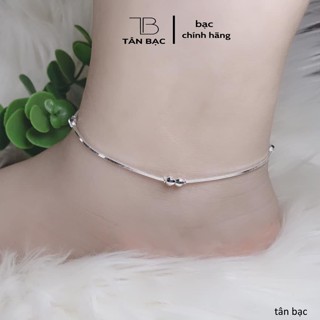 Lắc chân nữ , bạc 925 , dày dặn , mix hạt bi sang chảnh hot hit - TÂN BẠC STORE