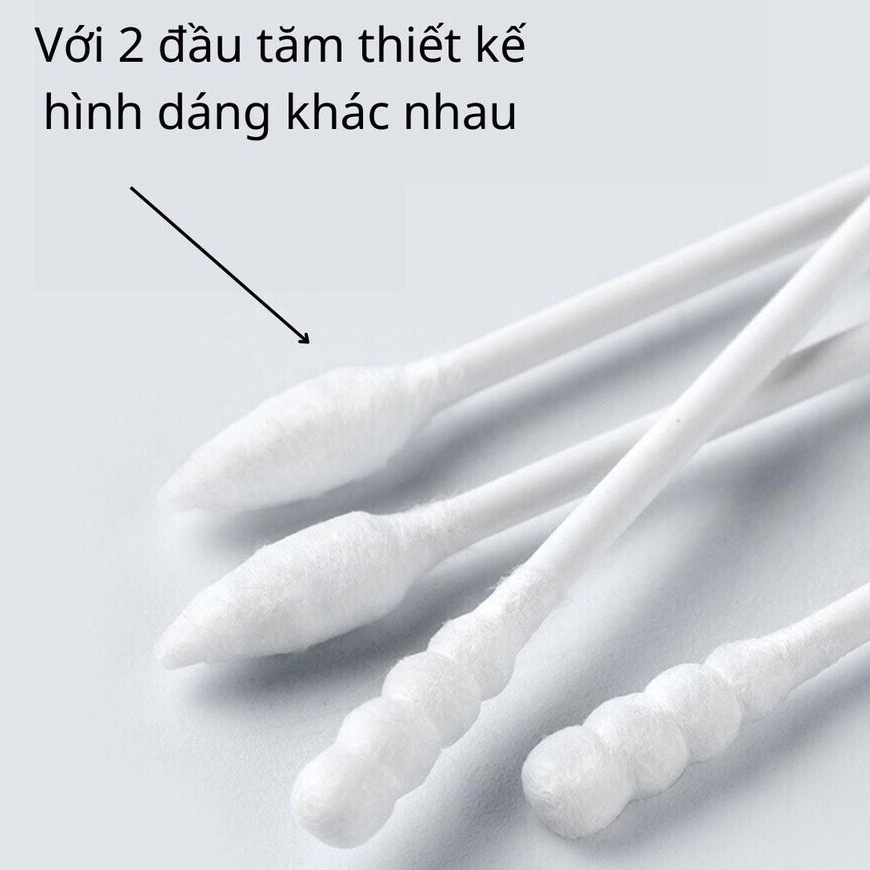 Hộp 200 Chiếc Tăm Bông Ngoáy Tai 2 Đầu Đa Năng Vệ Sinh Tai, Mũi - Kháng Khuẩn, Mềm Mịn