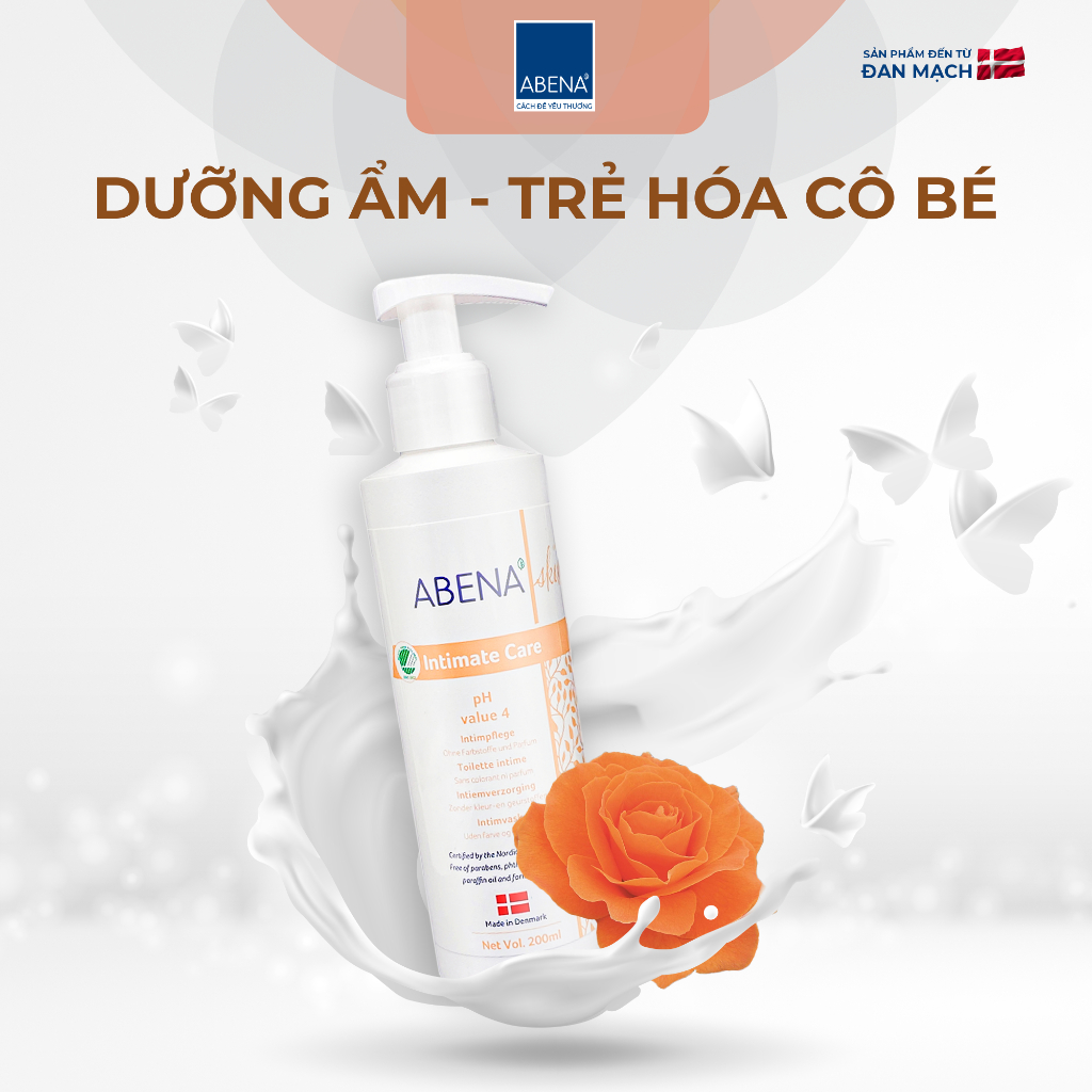 Dung dịch vệ sinh phụ nữ Abena Intimate Care - Nhập khẩu Đan Mạch - pH 4.0 (Chai 200ml)