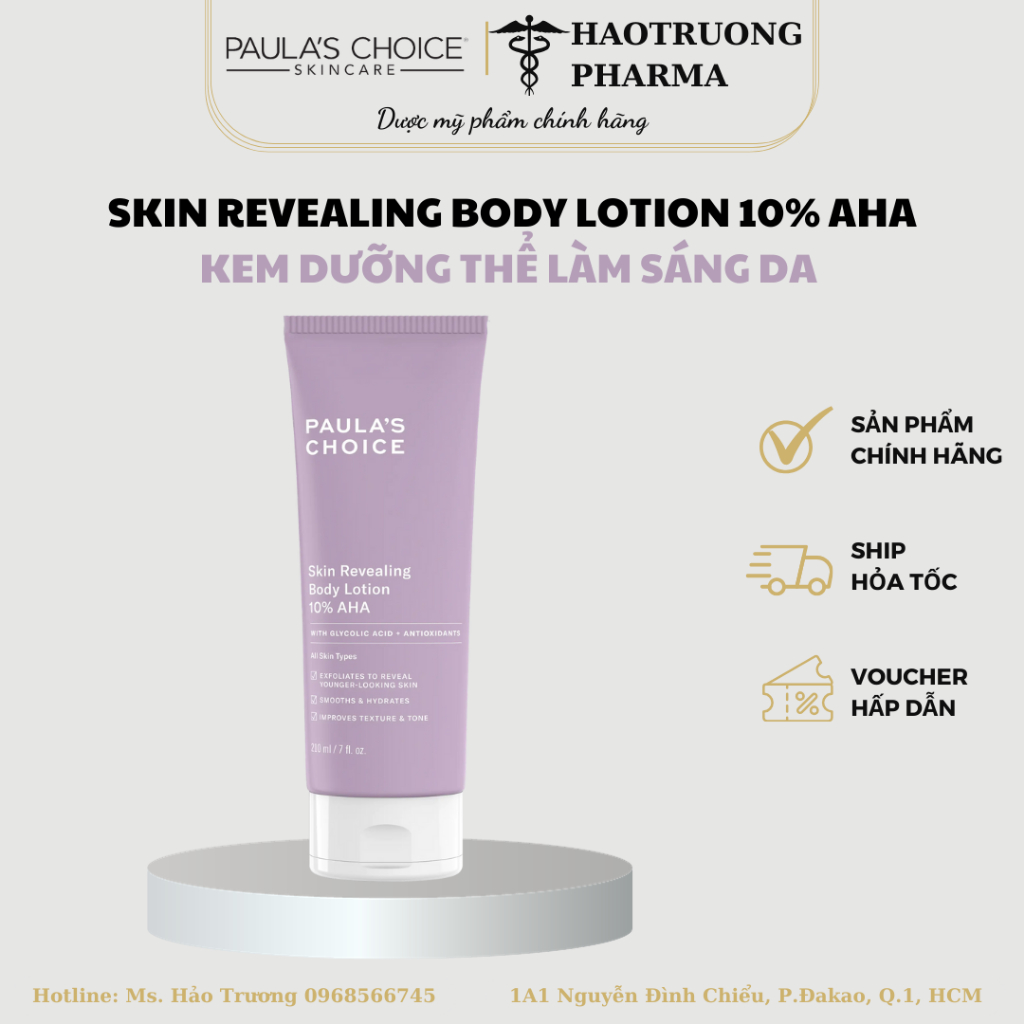 KEM DƯỠNG THỂ LÀM SÁNG DA PAULA CHOICE SKIN REVEALING BODY LOTION 10% AHA