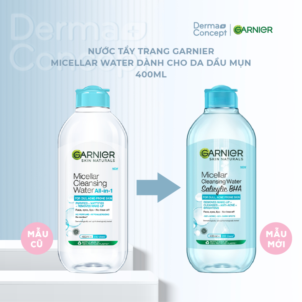 Nước tẩy trang Garnier Micellar Water tẩy sạch êm dịu cho mặt-mắt-môi 125ml/400ml