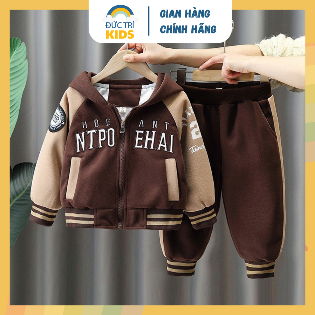 Bộ đồ quần áo hoodie NIPO nỉ dài tay cho bé trai, thời trang trẻ em mùa đông, chất vải dày dặn giữ nhiệt ấm áp cho bé