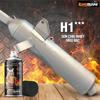 Sơn chịu nhiệt Samurai H1 màu bạc nhám 300ml - Sơn pô như zin  sơn chống cháy 600*C, 1 chai sơn từ 1-2 pô xe máy, ô tô