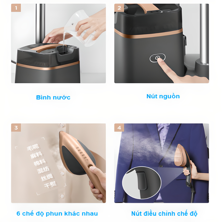 Bàn là, bàn ủi hơi nước dạng đứng chuyên nghiệp thương hiệu Pháp Supor EGU-Y208A - Công suất 2000W