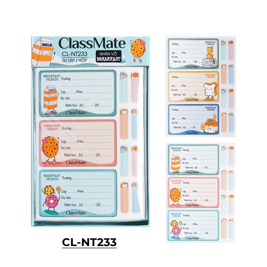 Nhãn vở có keo dán sẵn CLASSMATE Breakfast 15 Cái/Túi CL-NT233