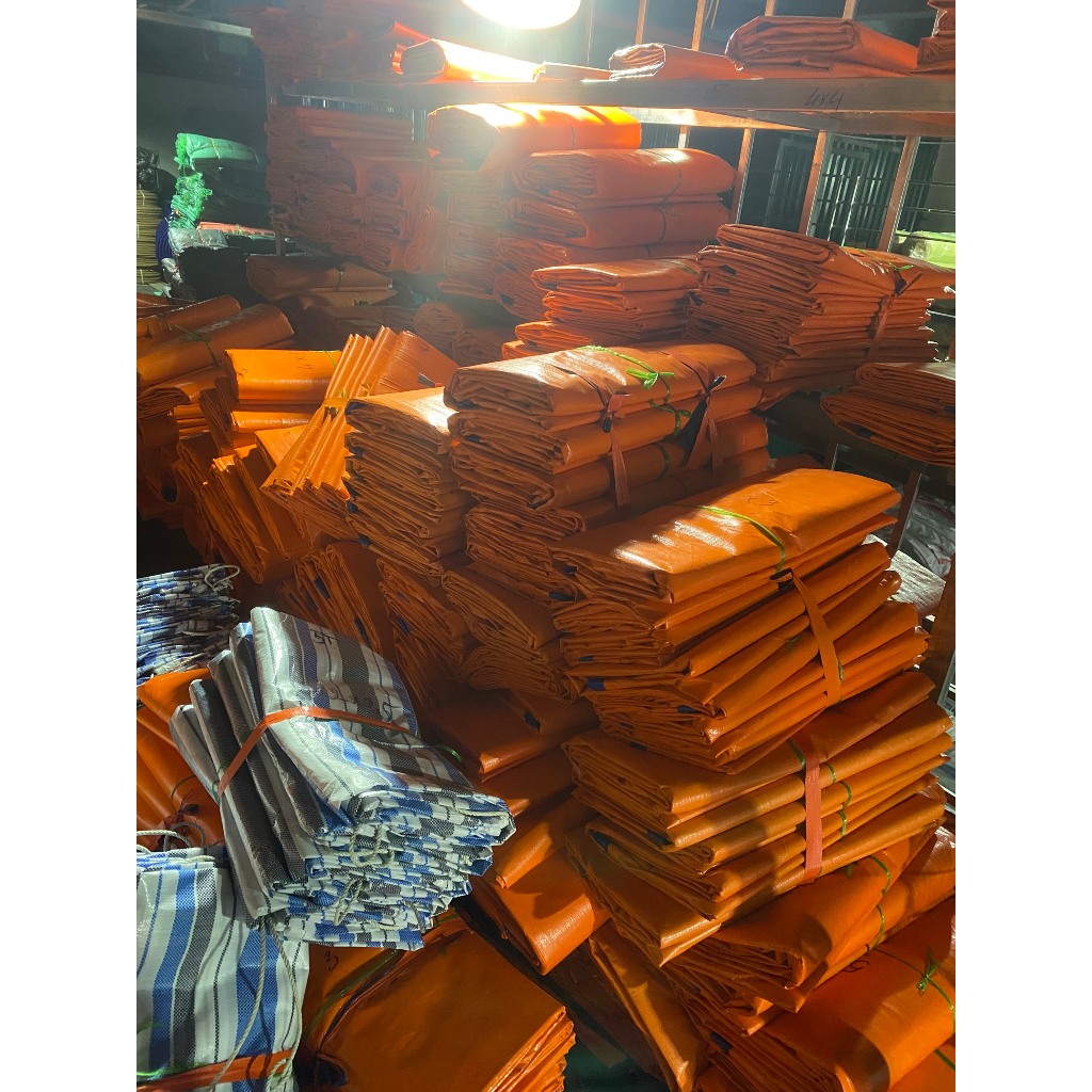 Bạt Xanh Vàng - Che Nắng Che Mưa Đa Dụng Đã Được May Viền Và Đóng Khuy