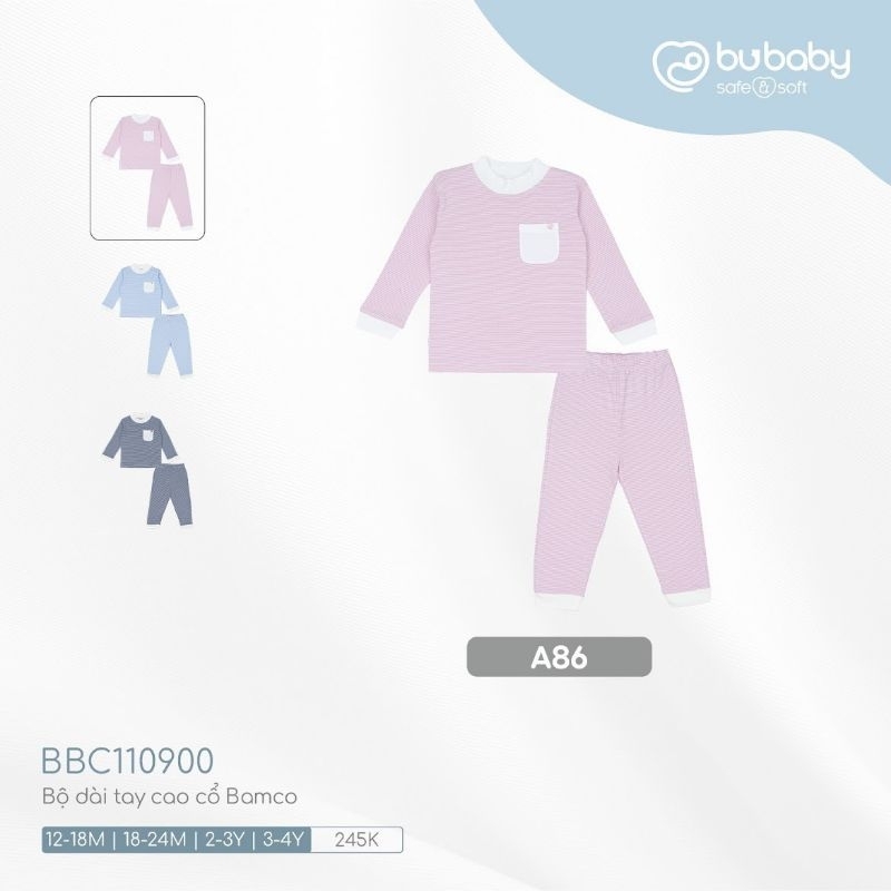 Bộ dài tay cao cổ Bubaby cho bé trai, bé gái